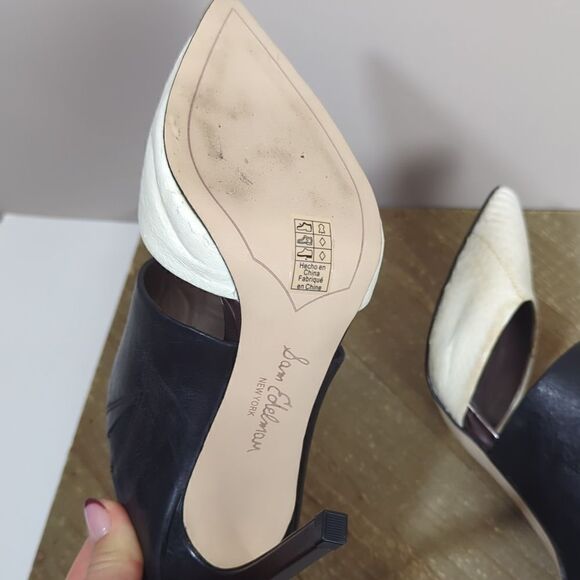 Monroe Heel in Snow White & Black Sam Edelman snakeskin stiletto size 5.5 - Picture 9 of 9